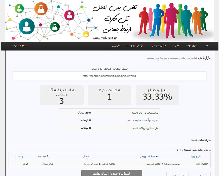 بازاریابی و فروش کارت تلفن حارج از کشور